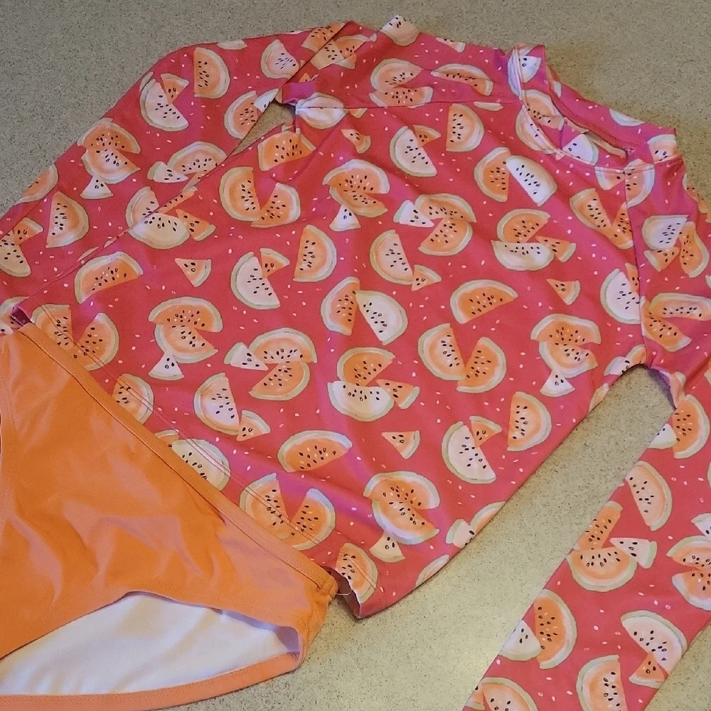 Gymboree Pink and Orange Watermelon Rashguard & Bottoms (NWOT) SIZE 10/12
